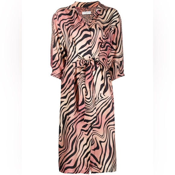 SANDRO ~ Long Printed Silk Dress - Picture 9 of 12